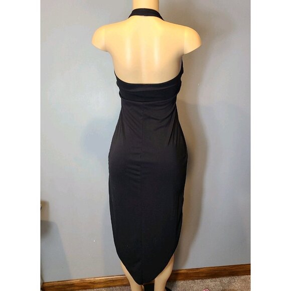 Vintage Y2K Charlotte Russe Dark Romantic Asymmetrical Halter Dress Sz Small - Picture 5 of 7